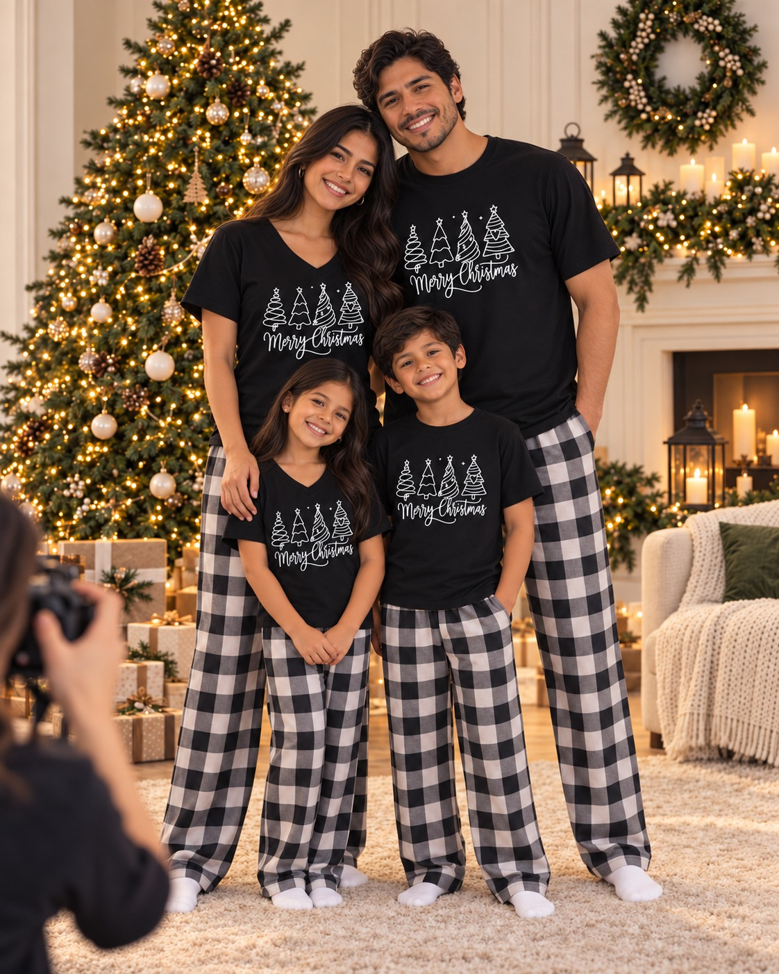 Pijama navideña gris